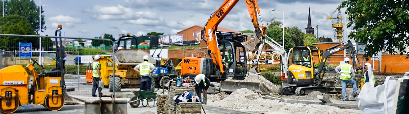 Rhenus Construction Business - Digger at bulding site