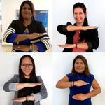 Female Rhenus colleagues show each for equal sign